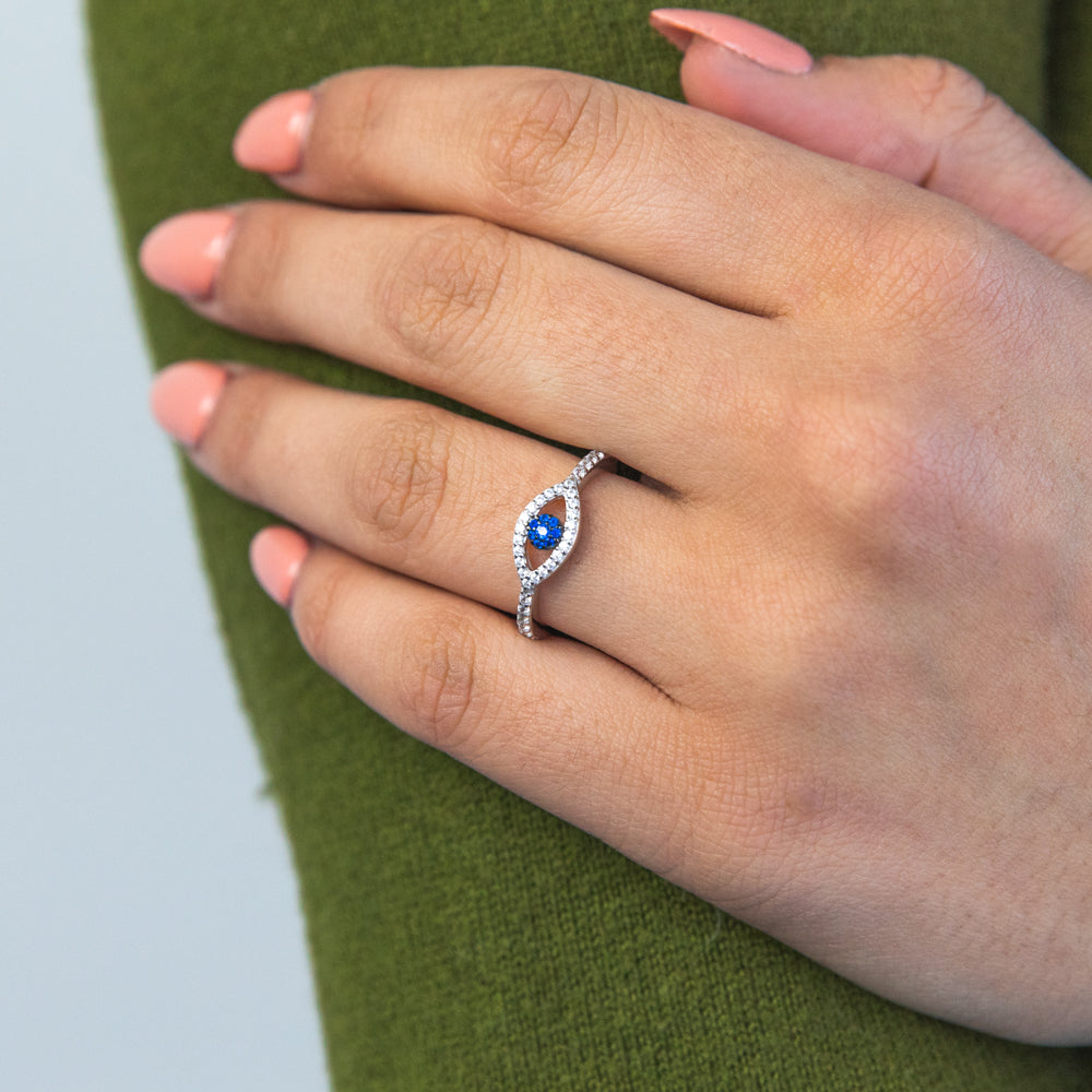 Bling-Bling Evil Eye Ring - Sterling Silver – Marie's Jewelry Store